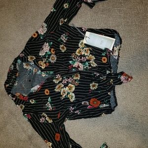 Crop top floral button down